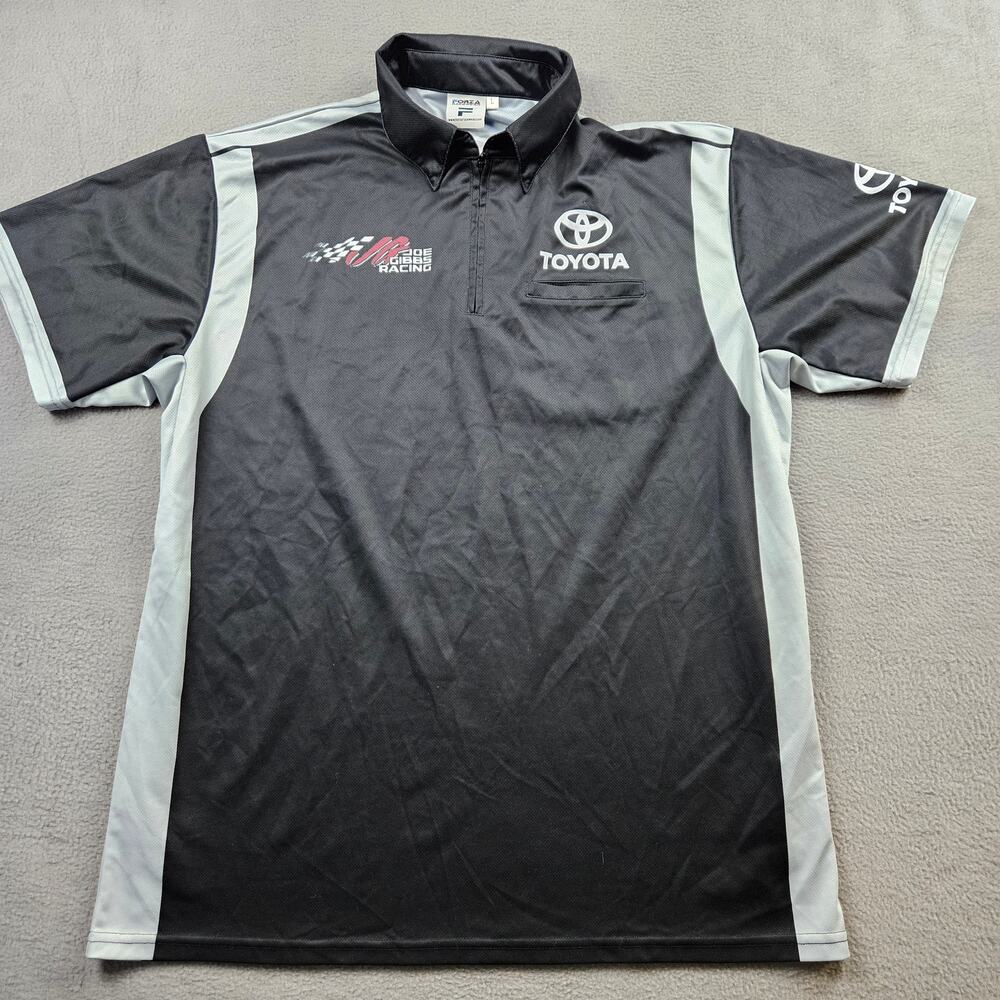 Toyota Mechanic Shirt Forza Mens L Joe Gibbs Racing Nascar 1/4 Zip Short Sleeve